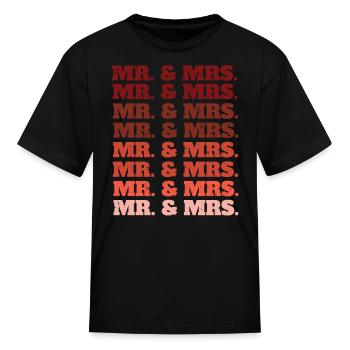 Mr and Mrs Wedding Married Couple Monochrome Newly - Kid's T-Shirt - black - Front