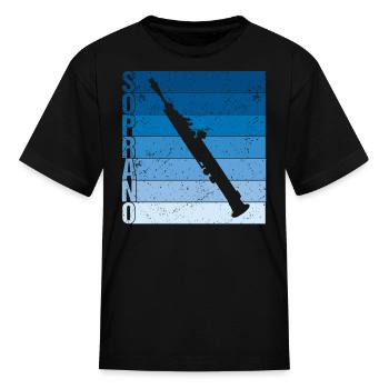 Vintage Soprano Saxophone Sax Musician - Kid's T-Shirt - black - Front