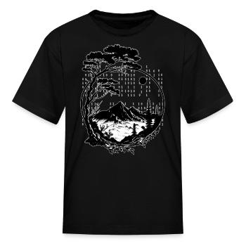 Programming Binary Code Mountain Forest Hiking - Kid's T-Shirt - black - Front