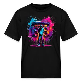 80s AI Airbrushed Music Splatter Design - Kid's T-Shirt - black - Front