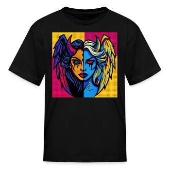 Half Angel Half Demoness Pop - Kid's T-Shirt - black - Front