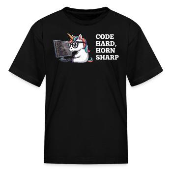 Code Horn Sharp Unicorn - Kid's T-Shirt - black - Front