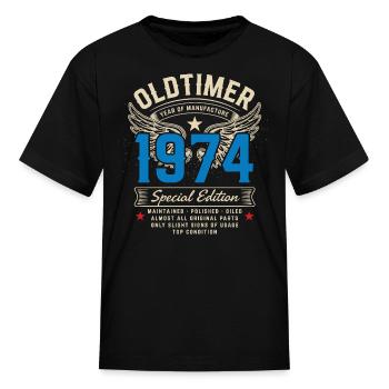 Vintage 1974  Old-timer Man Myth Legend Retro - Kid's T-Shirt - black - Front