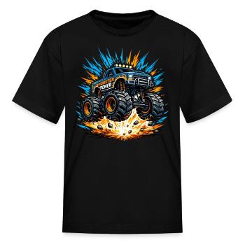 Monster Power Monster Truck T-Shirt Design  - Kid's T-Shirt - black - Front