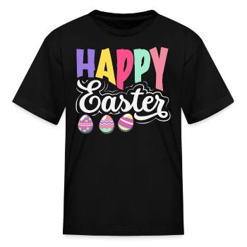 Cute Happy Easter Bunny Egg Hunt Squad - Kid's T-Shirt - black - Front