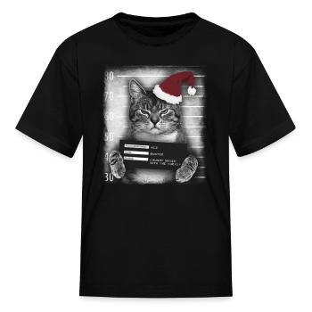 Cat Christmas Thief - Kid's T-Shirt - black - Front