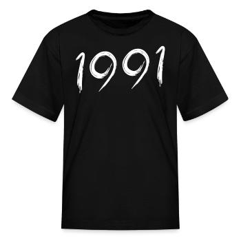 Year of birth 1991 Date of birth - Kid's T-Shirt - black - Front