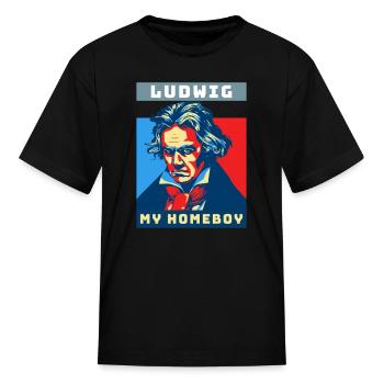 Ludwig My Homeboy Funny Beethoven Portrait - Kid's T-Shirt - black - Front