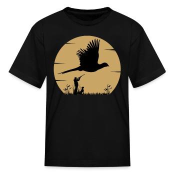Pheasant Hunting Sunset Pheasant Hunt Upland Birds - Kid's T-Shirt - black - Front
