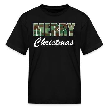 Camo Merry Christmas - Kid's T-Shirt - black - Front