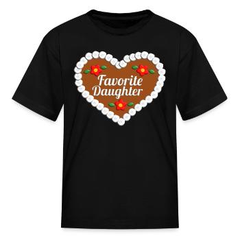 Favorite daughter Gingerbread Heart daughter gift - Kid's T-Shirt - black - Front