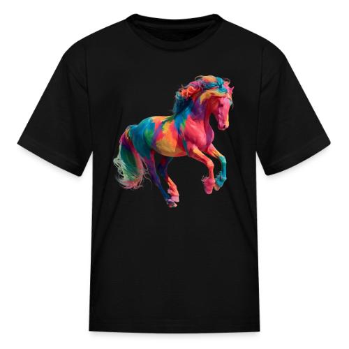 Colorful Paint Splatter Horse Art - Kid's T-Shirt