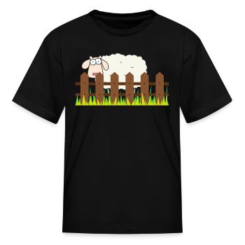 Sheep Behind A Gate - Kid's T-Shirt - black - Front