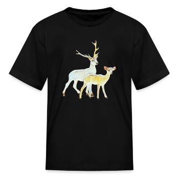 Twin Deer | Deer Hunter | Deer Hunting | Deer Head - Kid's T-Shirt - black - Front