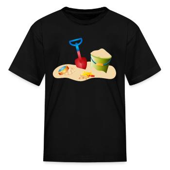 Sand toys on the beach or in the sandpit - Kid's T-Shirt - black - Front