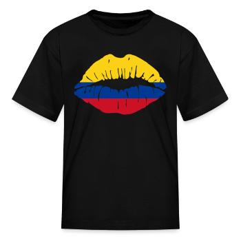 Colombia Flag Kiss World Champions gift idea - Kid's T-Shirt - black - Front