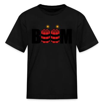 boom lit tnt dynamite explode explosion explosive - Kid's T-Shirt - black - Front