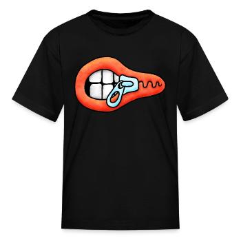 Zipper Mouth Illustration - Kid's T-Shirt - black - Front