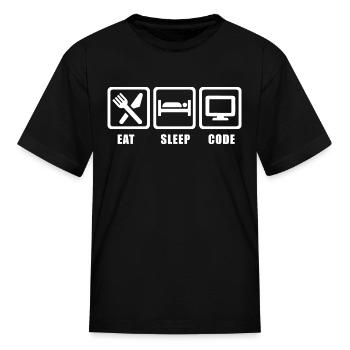 Eat Sleep Code Graphic - Kid's T-Shirt - black - Front