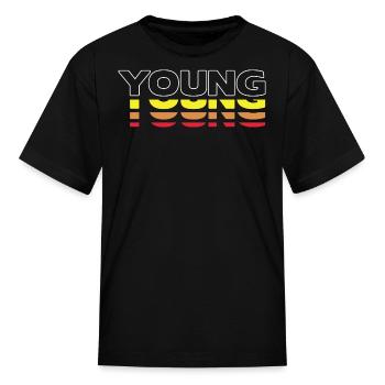 Young First Name Funny Vintage Sunset Young - Kid's T-Shirt - black - Front