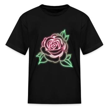 Neon Rose - Kid's T-Shirt - black - Front