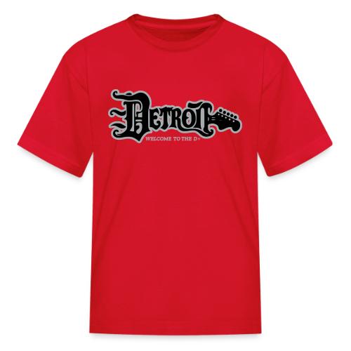 DETROIT GUITAR WTTD BLK SLR REG FONT - Kid's T-Shirt