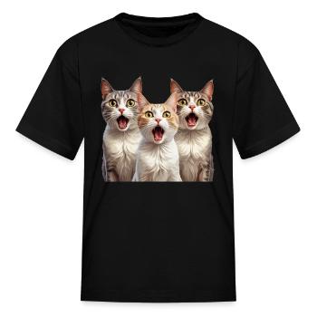 Surprised Cats - Kid's T-Shirt - black - Front