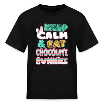 Lapins mignons au chocolat Gardez le calme et mangez Pâques - T-shirt Enfant - noir - Devant