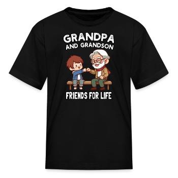 Grandpa And Grandson Friends For Life - Kid's T-Shirt - black - Front