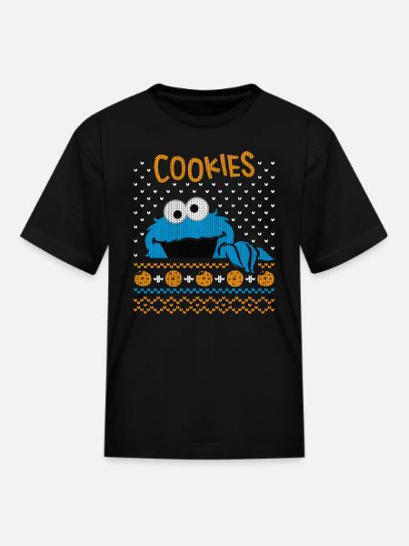 Sesame Street Cookie Monster Ugly Xmas - Kid's T-Shirt - black