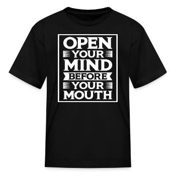 open your mind before your mouth 70s - Kid's T-Shirt - black - Front