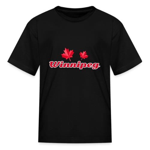 Winnipeg with two red maple leaves - Kid's T-Shirt
