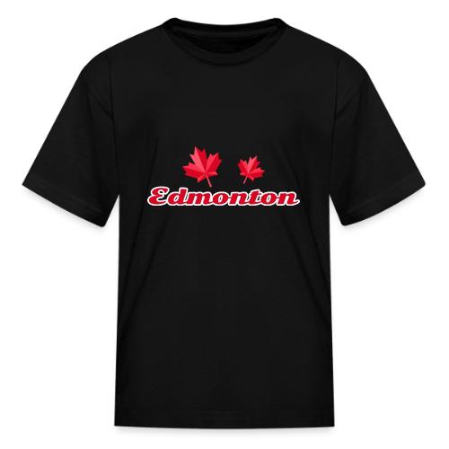 Edmonton with two red maple leaves - Kid's T-Shirt