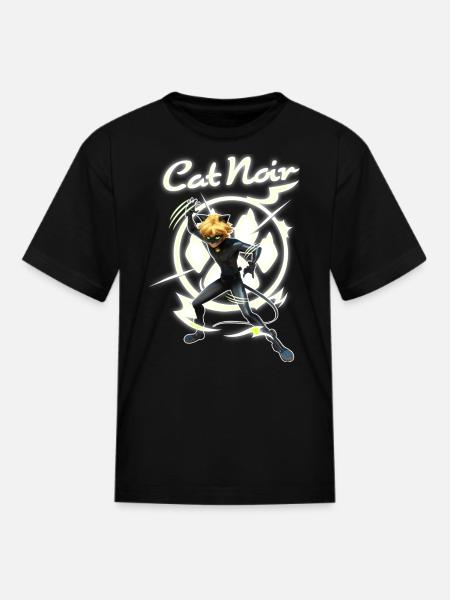 Miraculous Cat Noir Superhero Pose - Kid's T-Shirt - black