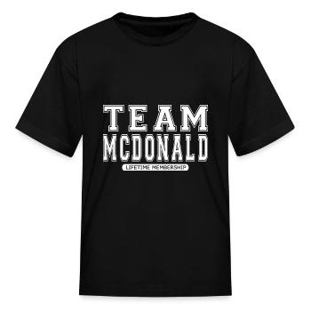 Team Mcdonald Family Surname Reunion Crew Member G - Kid's T-Shirt - black - Front