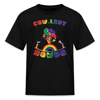 Howdy cow lgbt funny desco - Kid's T-Shirt - black - Front