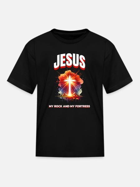 Jesus my Rock and my Fortress - Kid's T-Shirt - black