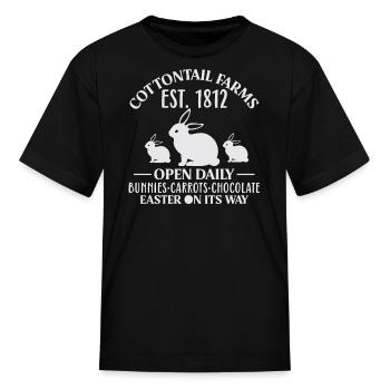 Cottontail Farm Est 1812 Open Daily Bunnies Easter - Kid's T-Shirt - black - Front