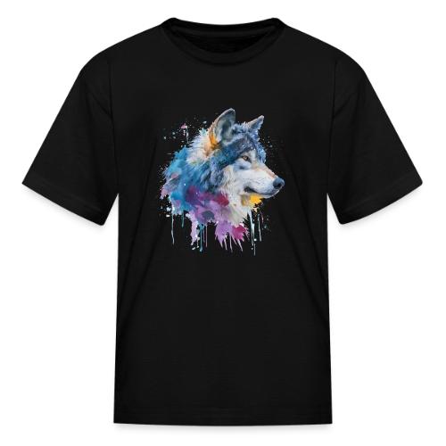 Splash-Art Wolf Head - Kid's T-Shirt
