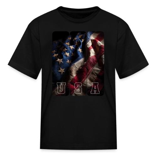 USA: Worn Stars and Stripes - Kid's T-Shirt