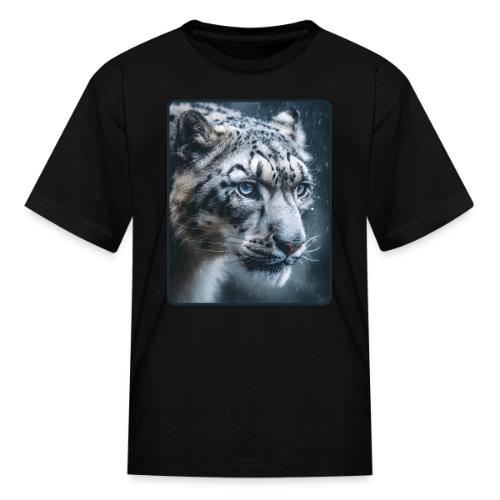 Snow Leopard Blue Eyes Design - Kid's T-Shirt