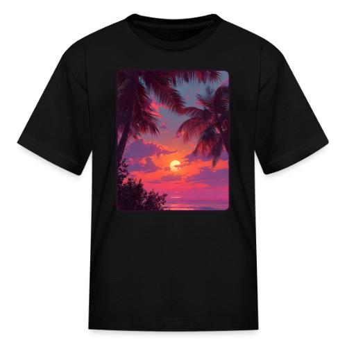 Tropical Sunset Palm Silhouette Design - Kid's T-Shirt