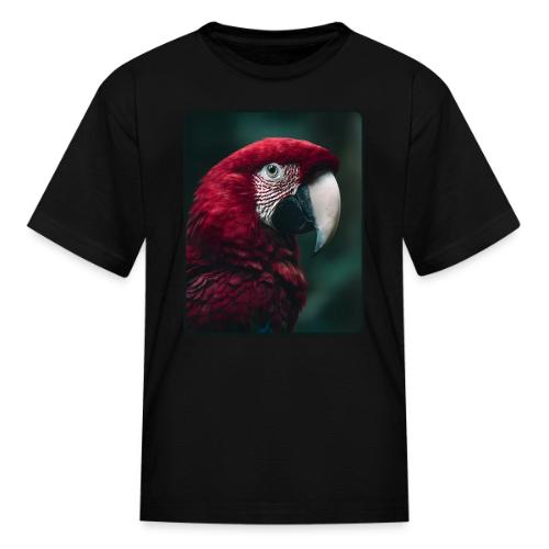 Red Green Macaw Bird Portrait Design - Kid's T-Shirt