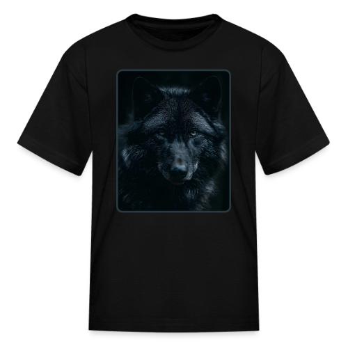 Black Wolf Intense Eyes Portrait Design - Kid's T-Shirt