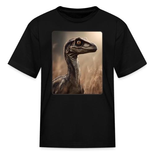 Velociraptor Feathered Portrait Design - Kid's T-Shirt