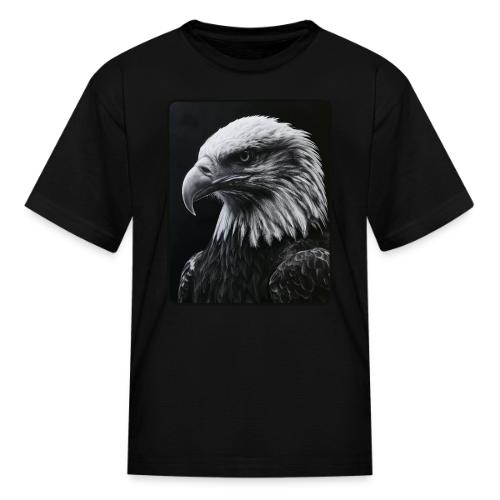 Black White Bald Eagle Design - Kid's T-Shirt