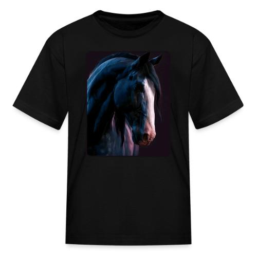 Noble Horse Cinematic Portrait Design - Kid's T-Shirt