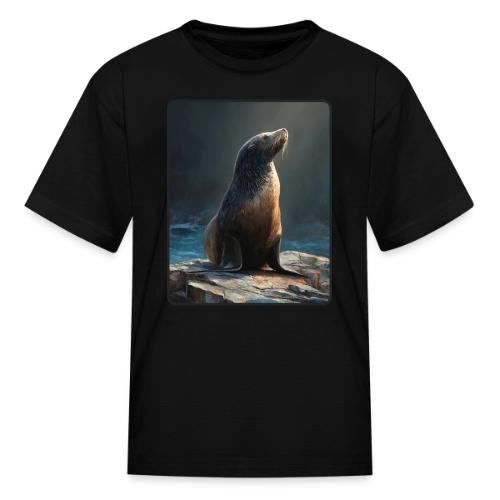 Fur Seal Artistic Shore Portrait Design - Kid's T-Shirt