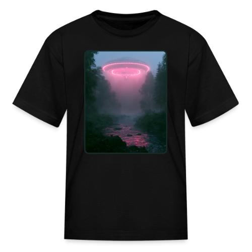 Neon UFO Forest River Design - Kid's T-Shirt