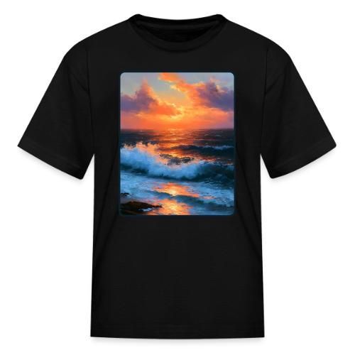 Sunset Storm Waves Oil Painting - Kid's T-Shirt